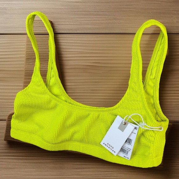 Good American Other - Good American Bikini Top Sz 5 6 3XL 4XL Electric Yellow Scoop Neck GSW0144 NWT
